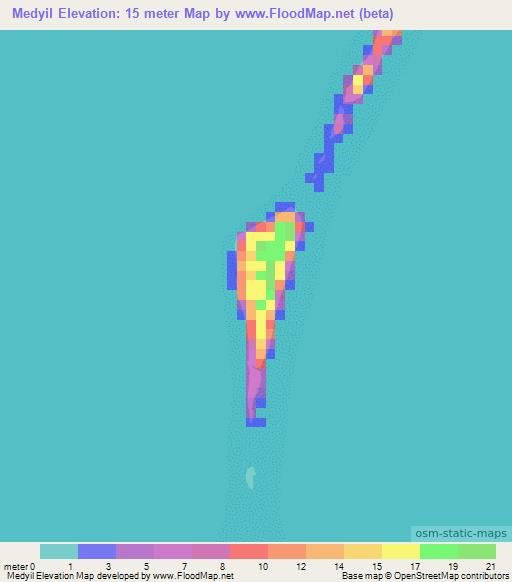 Medyil,Marshall Islands Elevation Map