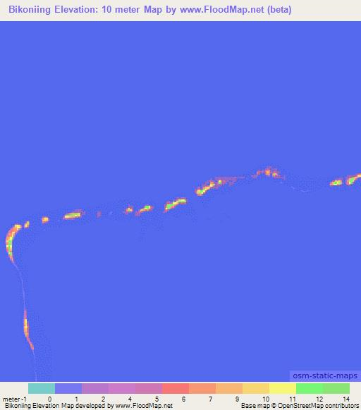 Bikoniing,Marshall Islands Elevation Map