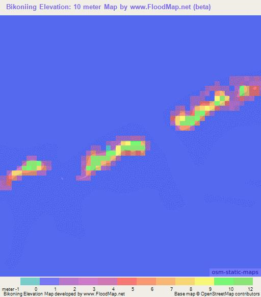 Bikoniing,Marshall Islands Elevation Map