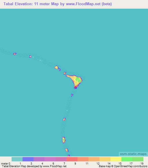 Tabal,Marshall Islands Elevation Map