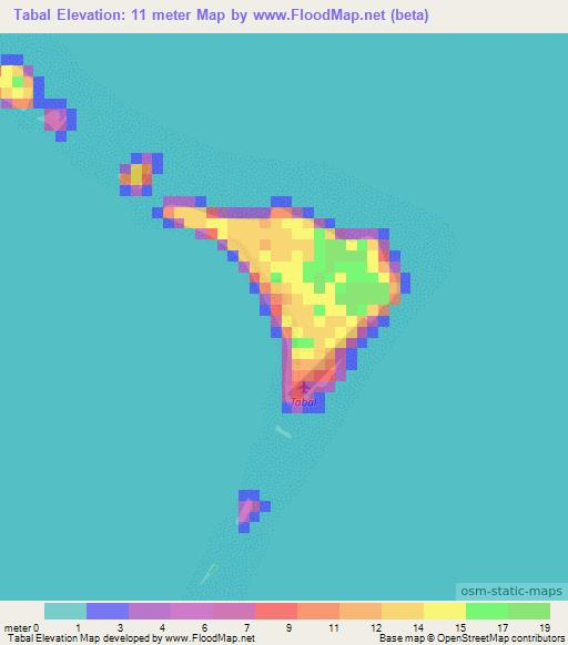 Tabal,Marshall Islands Elevation Map