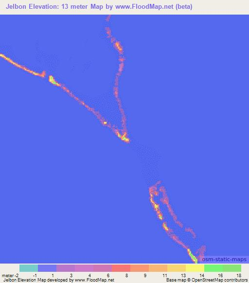 Jelbon,Marshall Islands Elevation Map