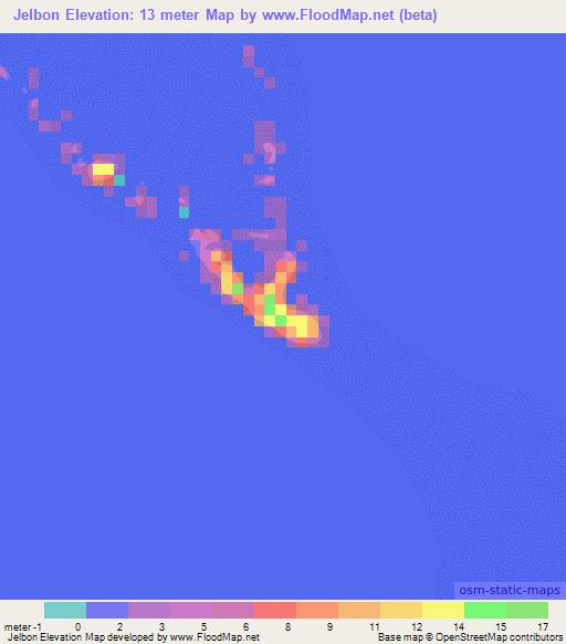 Jelbon,Marshall Islands Elevation Map