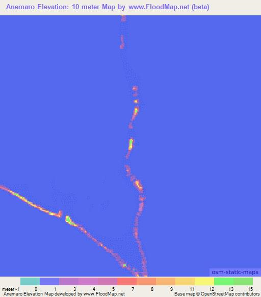 Anemaro,Marshall Islands Elevation Map