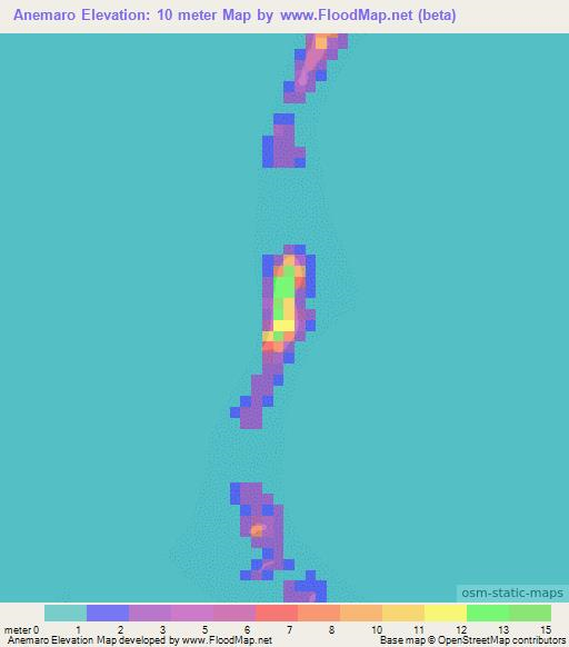 Anemaro,Marshall Islands Elevation Map