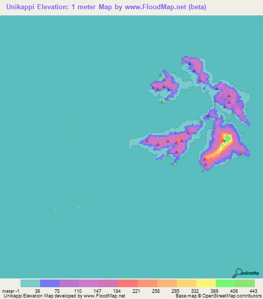 Unikappi,Micronesia Elevation Map