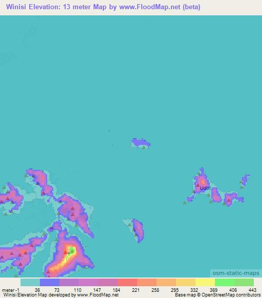 Winisi,Micronesia Elevation Map