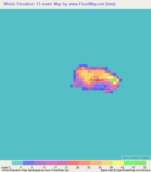 Winisi,Micronesia Elevation Map