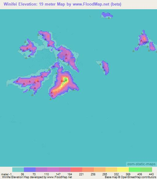 Winifei,Micronesia Elevation Map