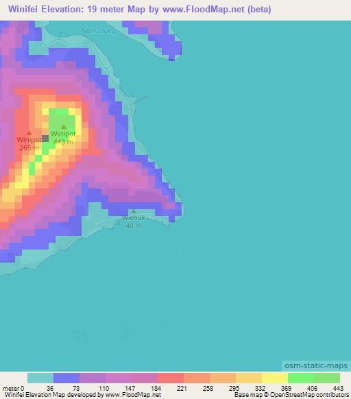 Winifei,Micronesia Elevation Map