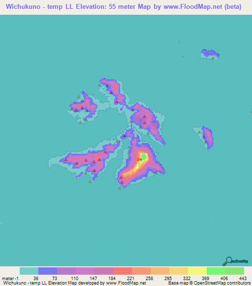 Wichukuno - temp LL,Micronesia Elevation Map