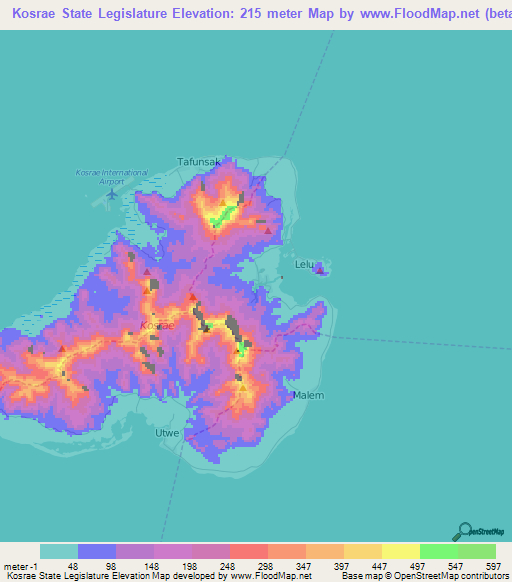 Kosrae State Legislature,Micronesia Elevation Map