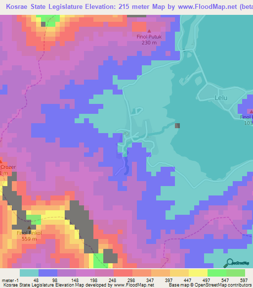 Kosrae State Legislature,Micronesia Elevation Map