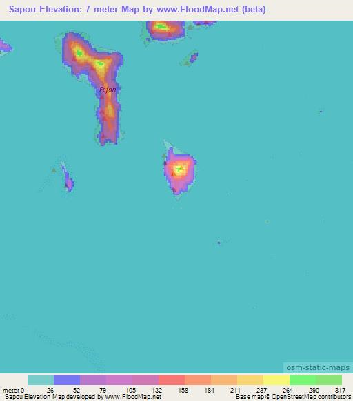 Sapou,Micronesia Elevation Map