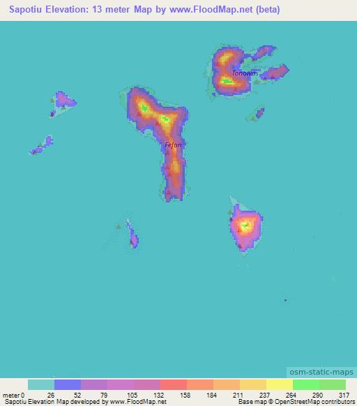 Sapotiu,Micronesia Elevation Map