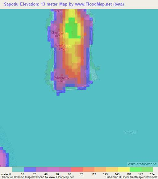 Sapotiu,Micronesia Elevation Map