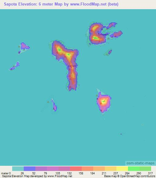 Sapota,Micronesia Elevation Map