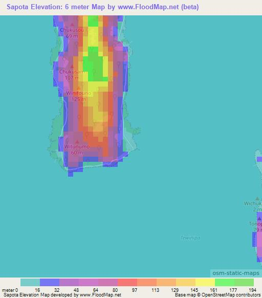 Sapota,Micronesia Elevation Map