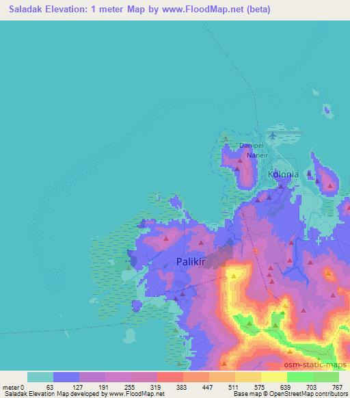 Saladak,Micronesia Elevation Map