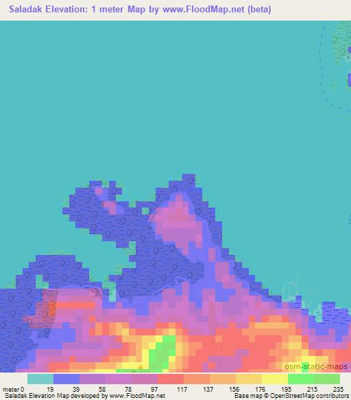 Saladak,Micronesia Elevation Map