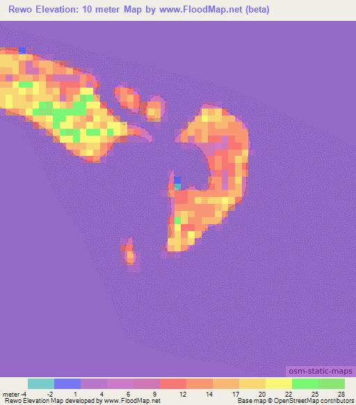 Rewo,Micronesia Elevation Map