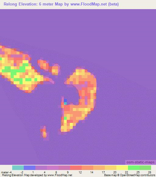 Relong,Micronesia Elevation Map