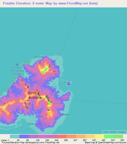 Putukte,Micronesia Elevation Map