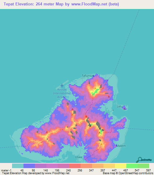 Tepat,Micronesia Elevation Map