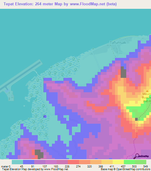 Tepat,Micronesia Elevation Map