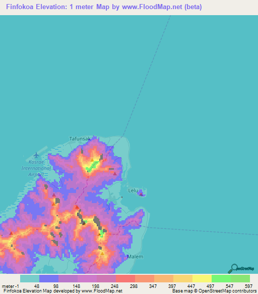 Finfokoa,Micronesia Elevation Map