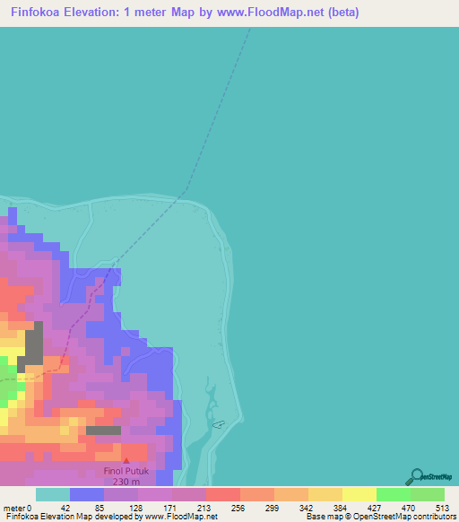 Finfokoa,Micronesia Elevation Map