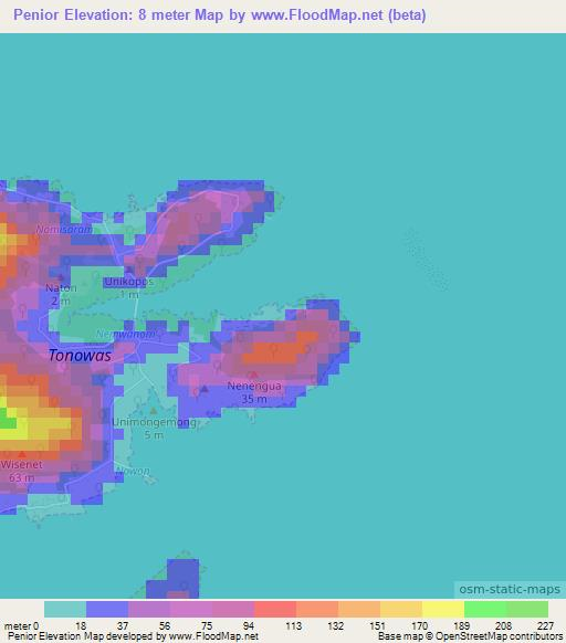 Penior,Micronesia Elevation Map