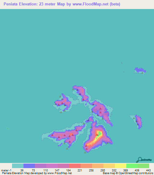 Peniata,Micronesia Elevation Map