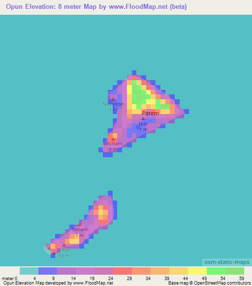 Opun,Micronesia Elevation Map