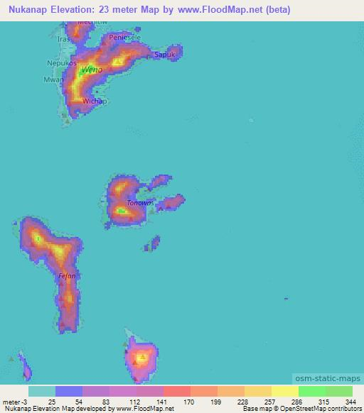 Nukanap,Micronesia Elevation Map