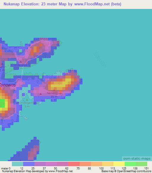 Nukanap,Micronesia Elevation Map