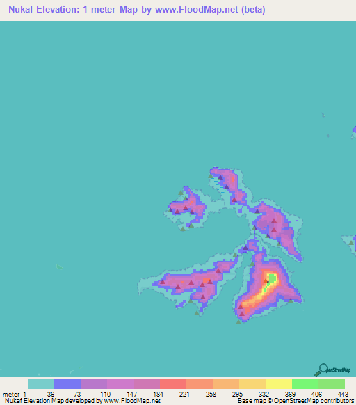 Nukaf,Micronesia Elevation Map