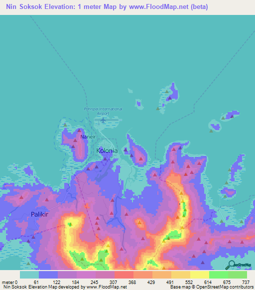 Nin Soksok,Micronesia Elevation Map