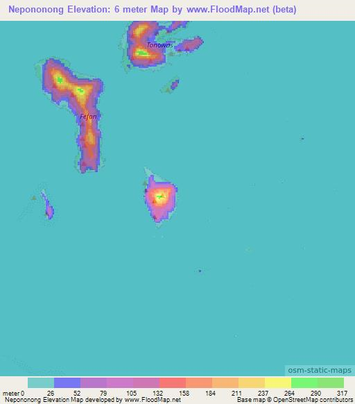 Nepononong,Micronesia Elevation Map