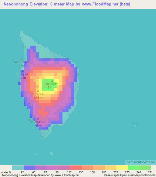 Nepononong,Micronesia Elevation Map