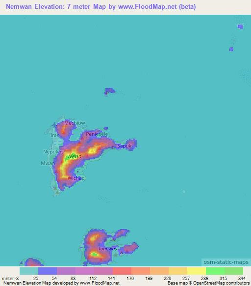 Nemwan,Micronesia Elevation Map