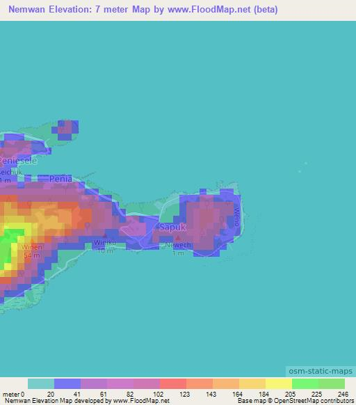 Nemwan,Micronesia Elevation Map