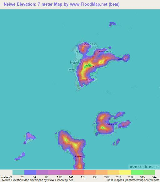 Neiwe,Micronesia Elevation Map