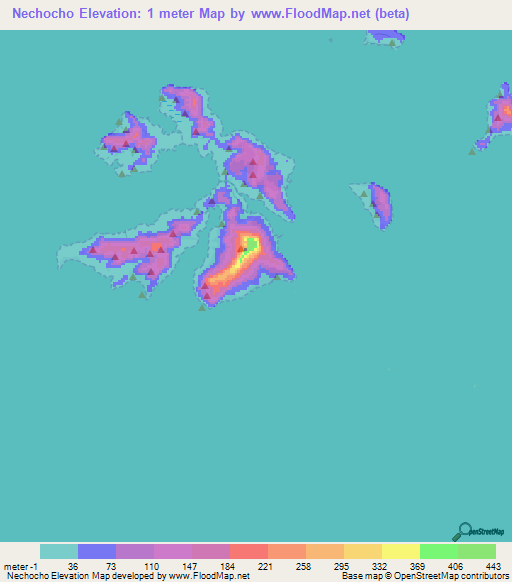 Nechocho,Micronesia Elevation Map