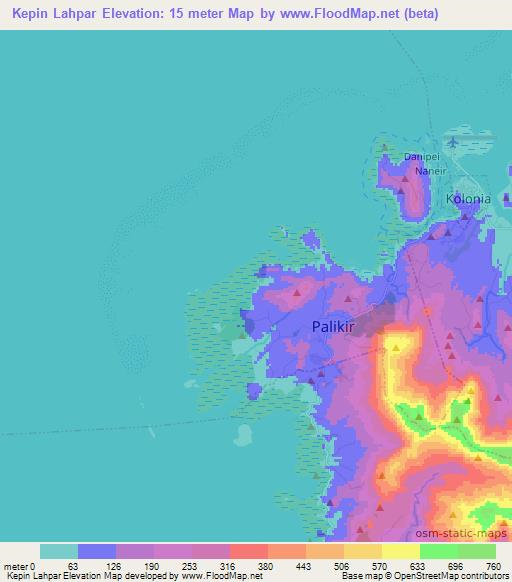 Kepin Lahpar,Micronesia Elevation Map