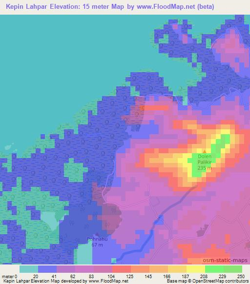 Kepin Lahpar,Micronesia Elevation Map