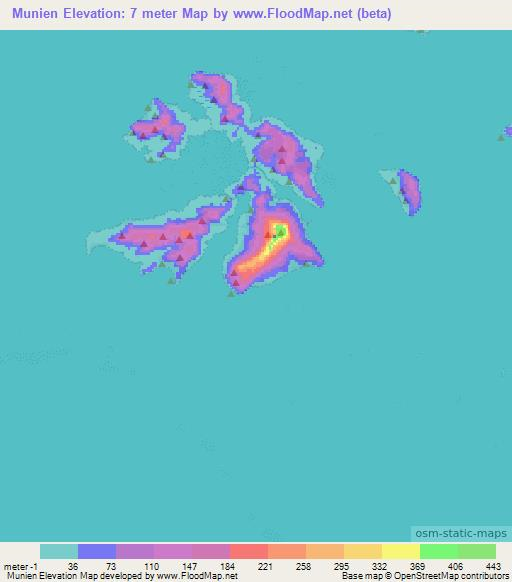 Munien,Micronesia Elevation Map