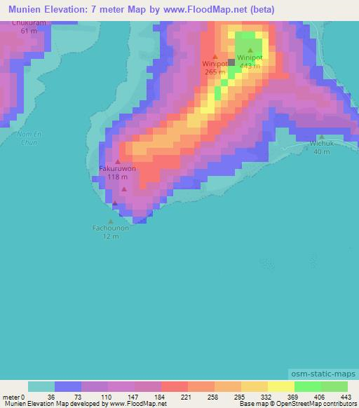 Munien,Micronesia Elevation Map