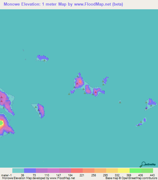 Monowe,Micronesia Elevation Map