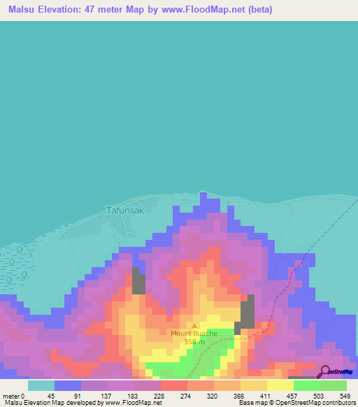 Malsu,Micronesia Elevation Map